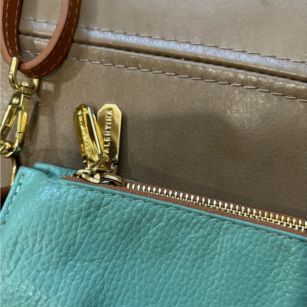 Valentina Mint Green Pebbled Leather Crossbody Bag - Picture 3 of 7